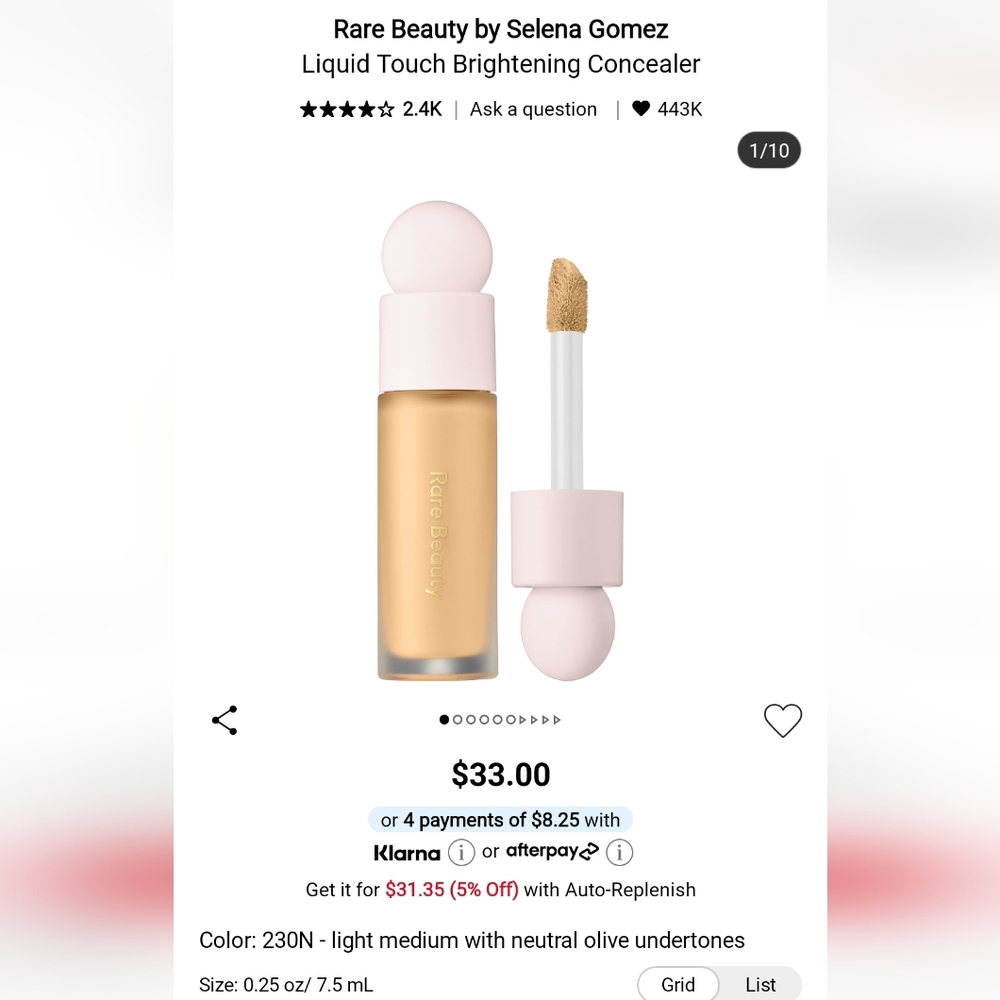 Rare Beauty Liquid Touch Brightening Concealer - 230N